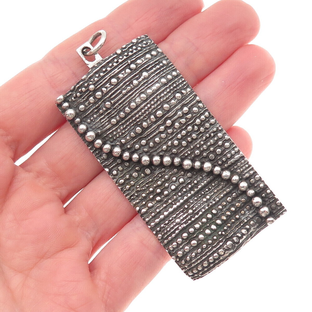 Kultateollisuus Ky 830H Silver Vintage 1969 Finland Modernist Oxidized Pendant